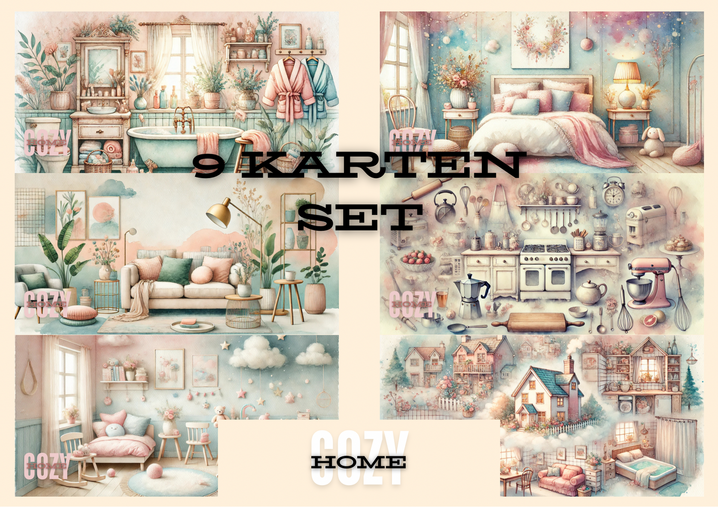 CozyCards „Cozy Home“ - 9er Set