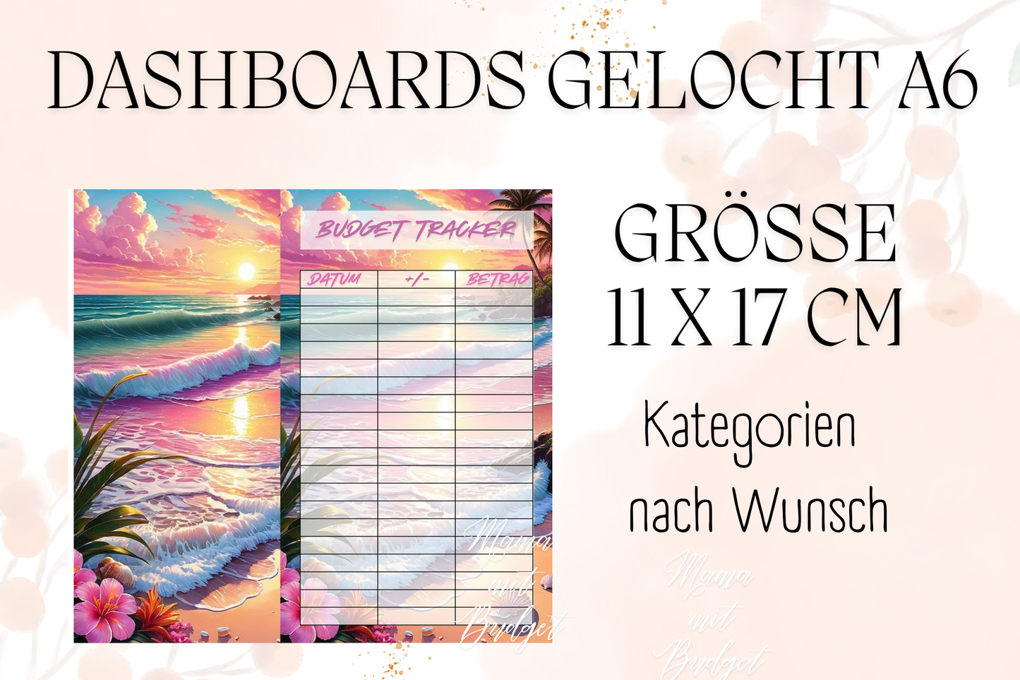 Gelochtes Dashboard für A6 - Beschriftungen nach Wunsch - Urlaub 5