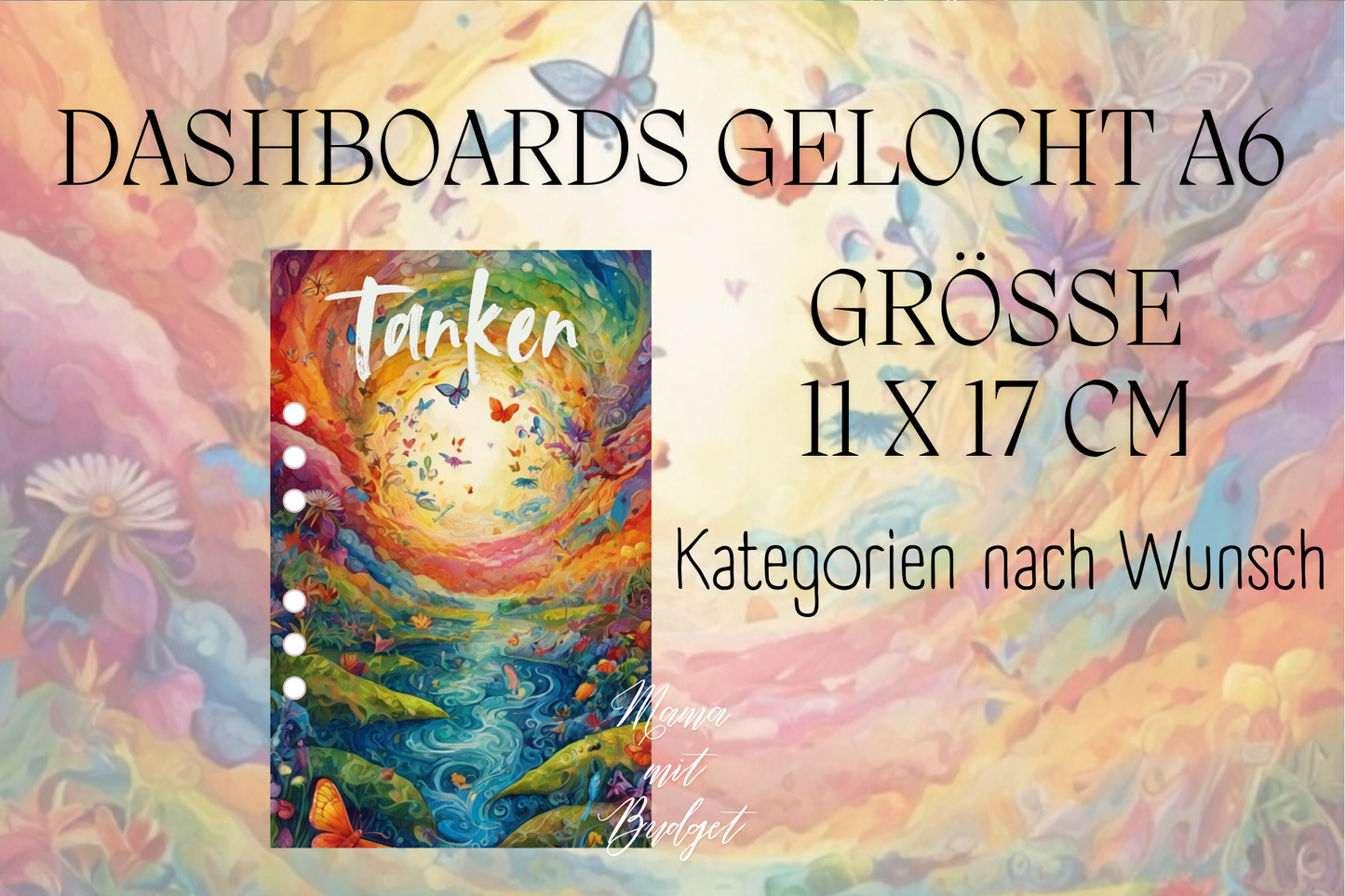 Gelochtes Dashboard für A6 - Beschriftungen nach Wunsch - Sommer