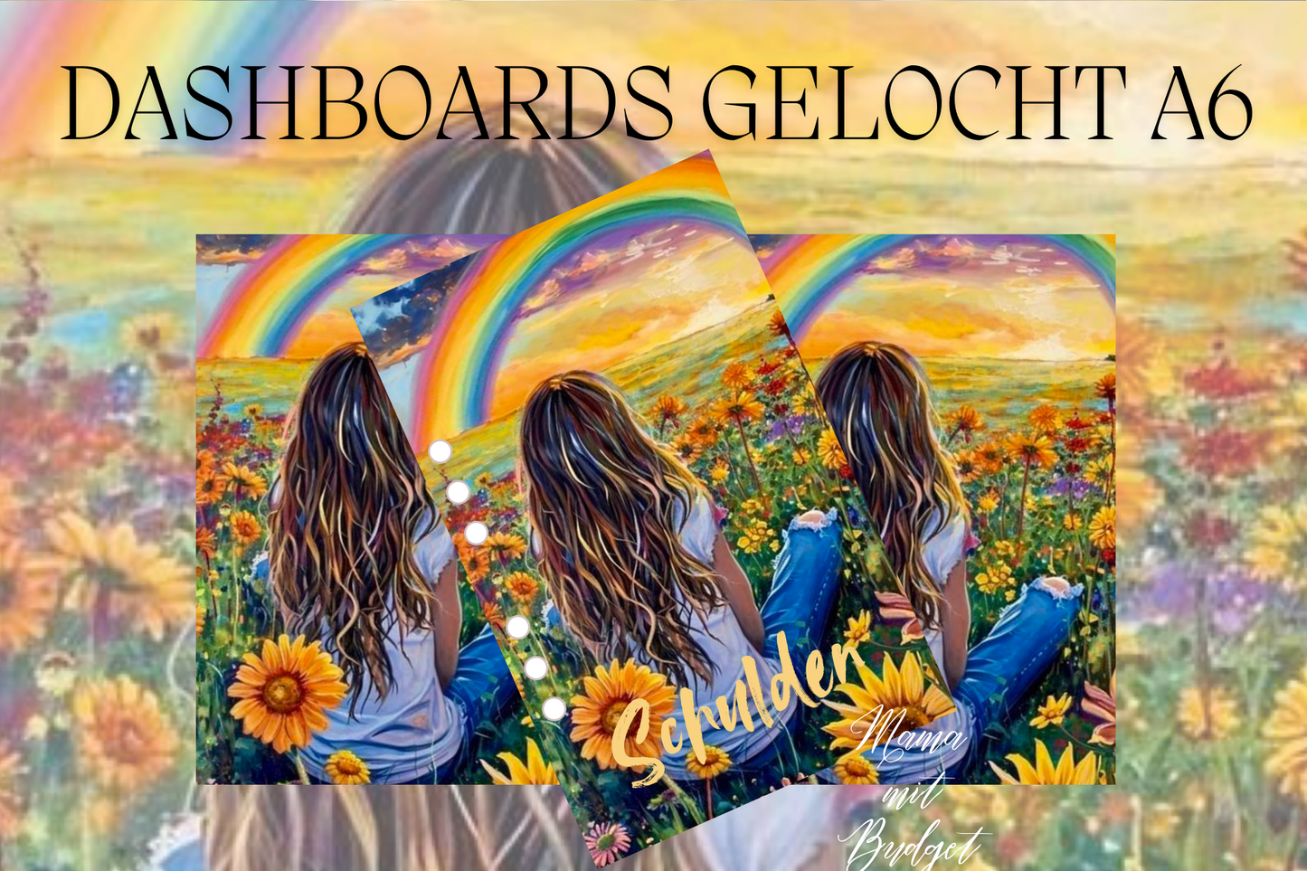 Gelochtes Dashboard für A6 - Beschriftungen nach Wunsch - Rainbow