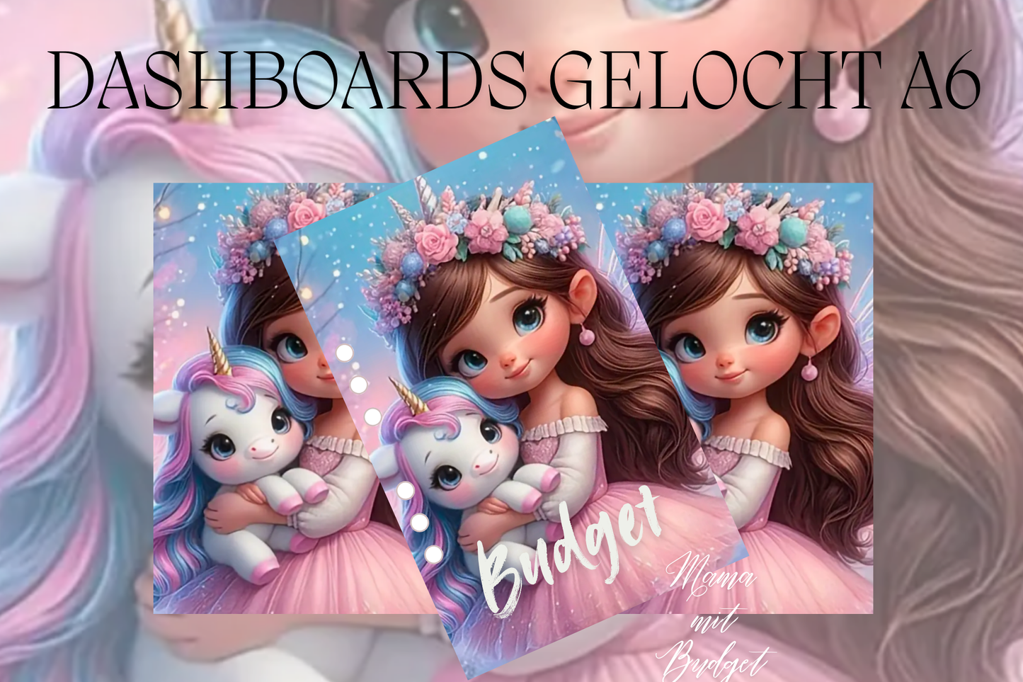 Gelochtes Dashboard für A6 - Beschriftungen nach Wunsch - Princess unicorn
