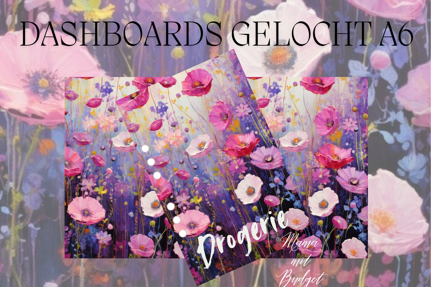 Gelochtes Dashboard für A6 - Beschriftungen nach Wunsch - klatschmohn