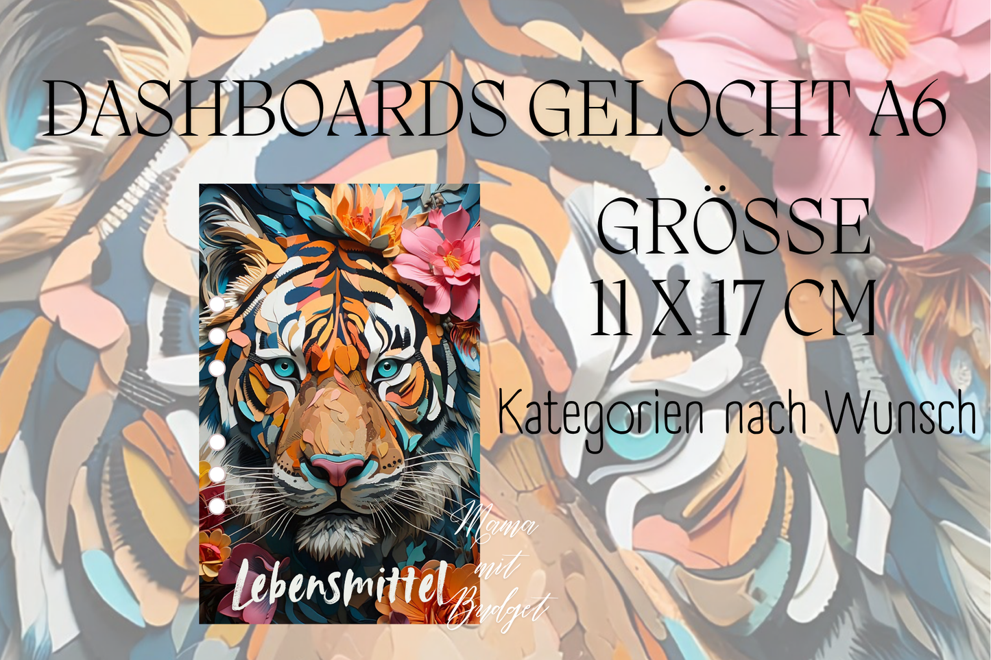 Gelochtes Dashboard für A6 - Beschriftungen nach Wunsch - Tiger