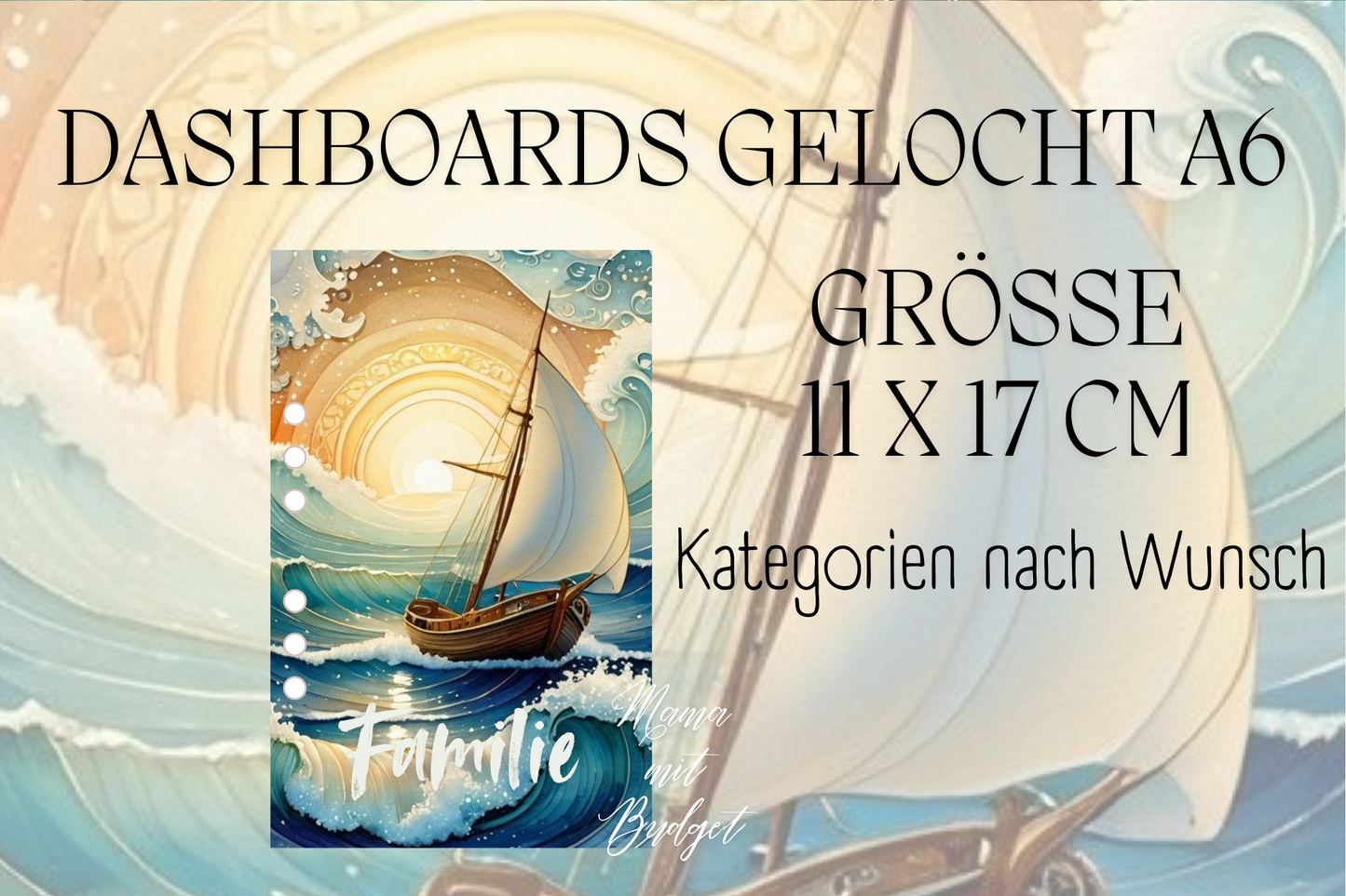Gelochtes Dashboard für A6 - Beschriftungen nach Wunsch - Seefahrt