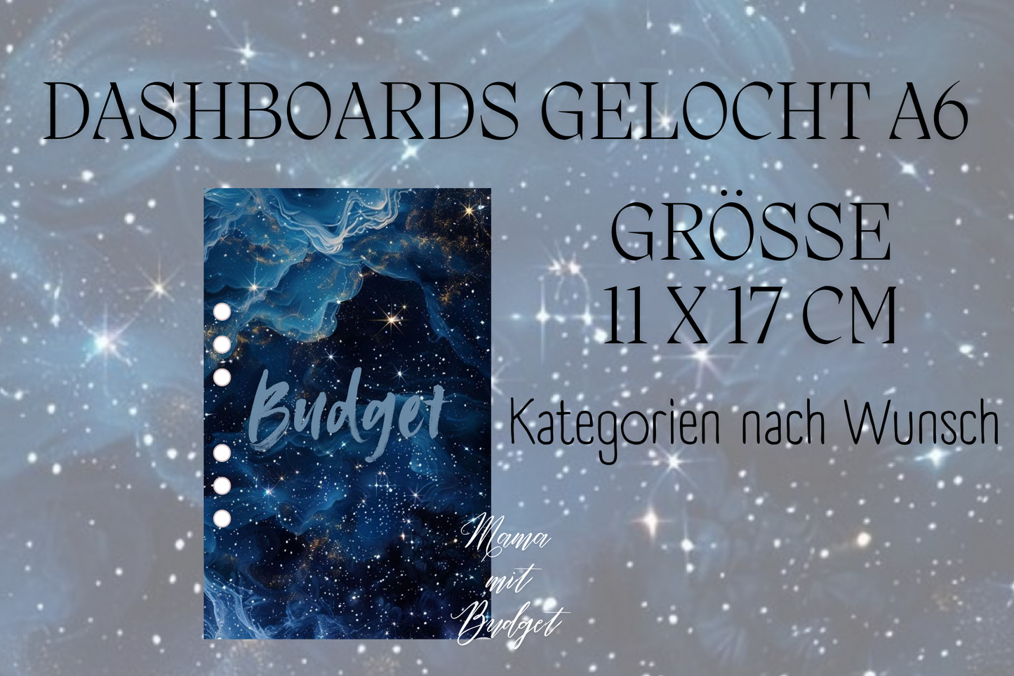 Gelochtes Dashboard für A6 - Beschriftungen nach Wunsch - Sternenhimmel