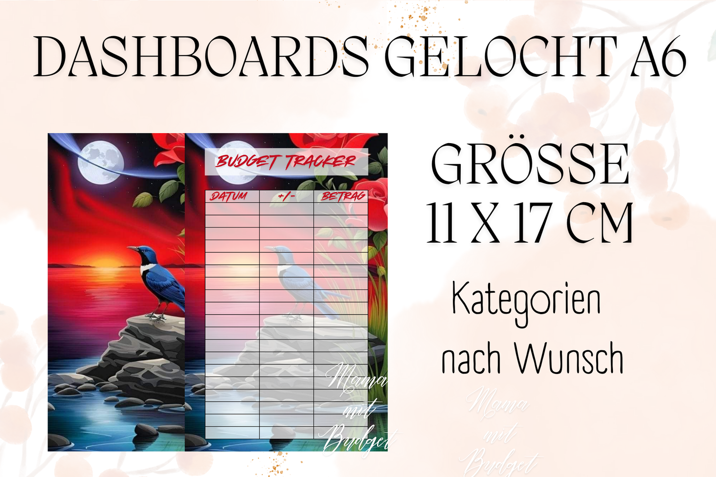 Gelochtes Dashboard für A6 - Beschriftungen nach Wunsch - Urlaub 6