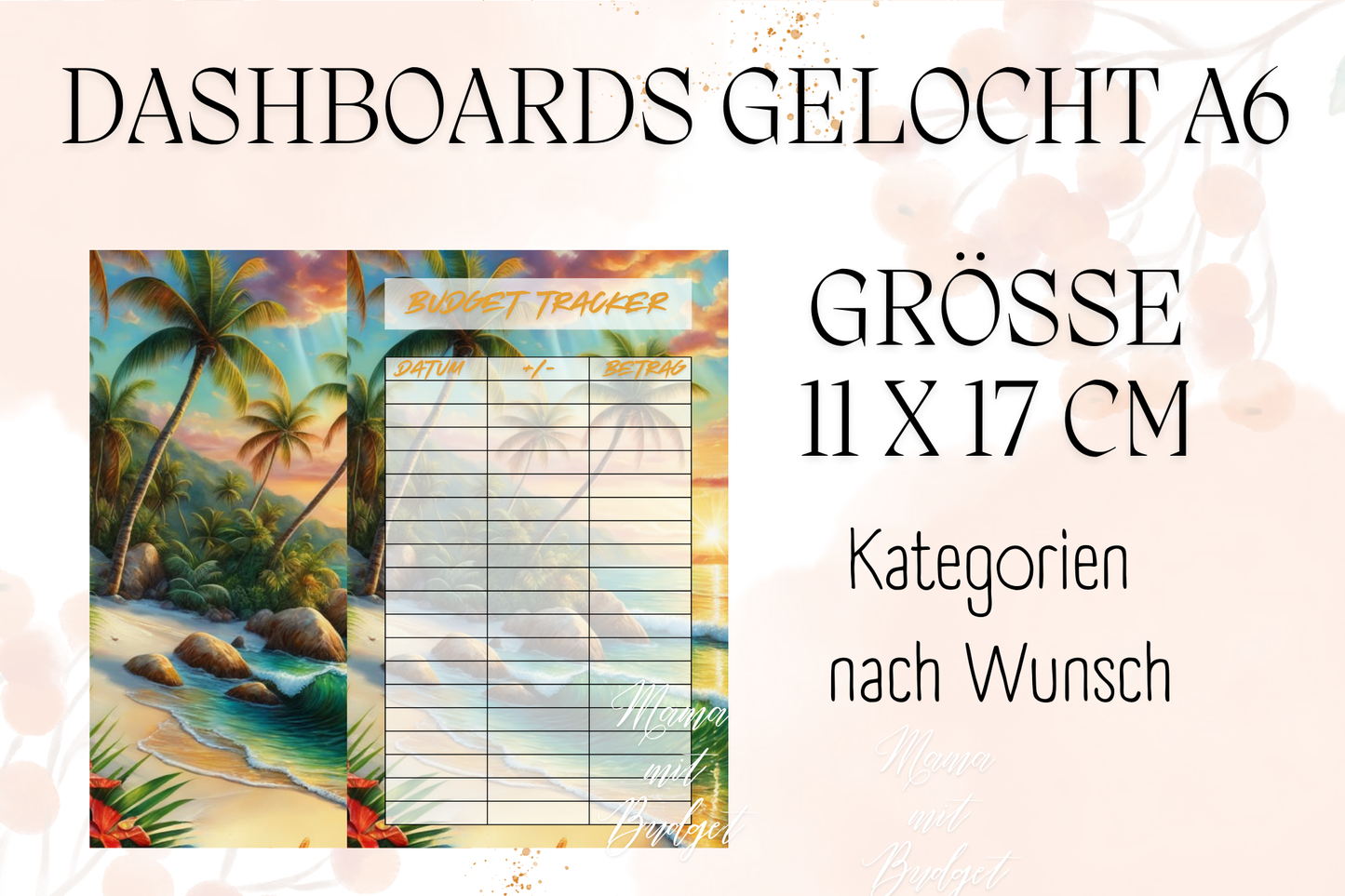 Gelochtes Dashboard für A6 - Beschriftungen nach Wunsch - Urlaub 8