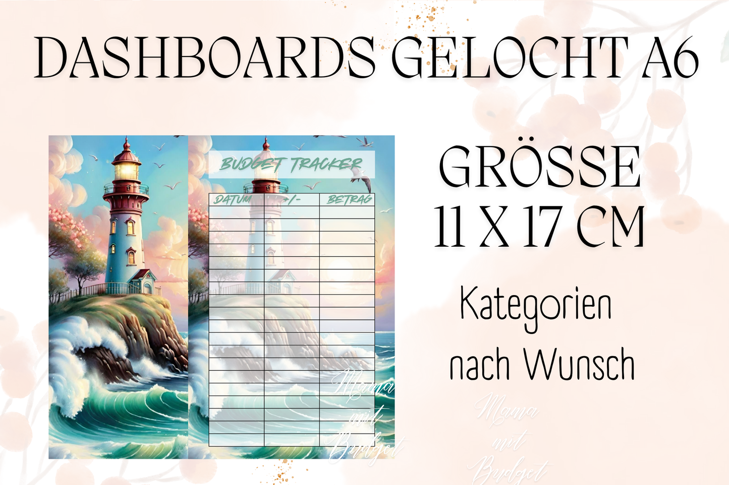 Gelochtes Dashboard für A6 - Beschriftungen nach Wunsch - Urlaub 3